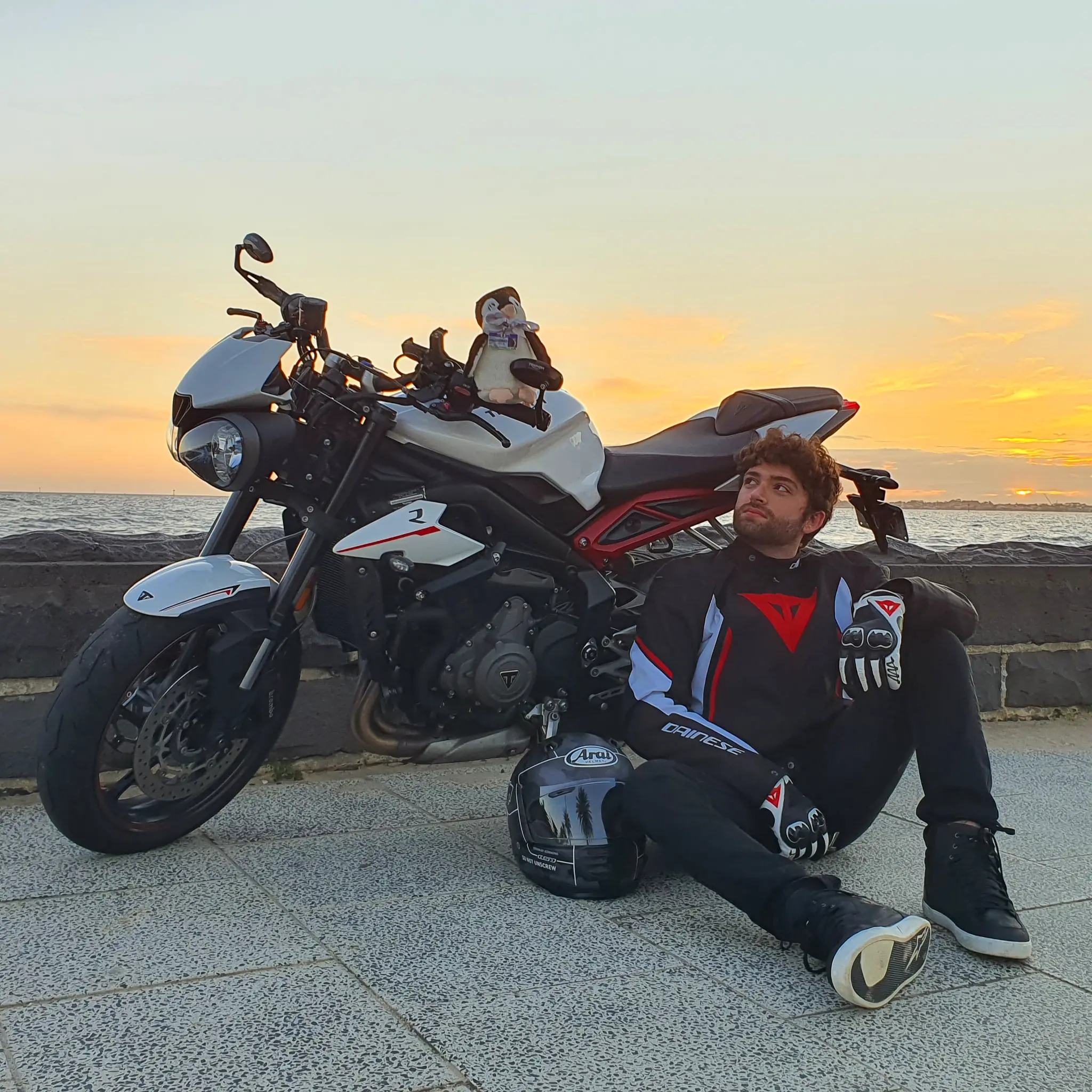 On the road at sunset